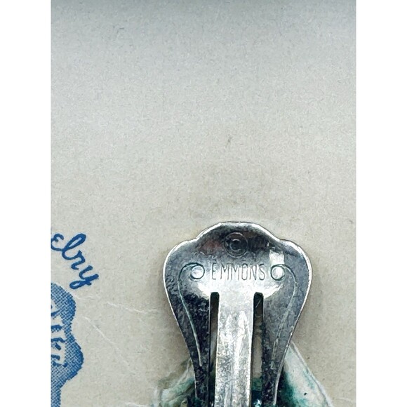 EMMONS Starburst Silver Tone Faux Pearl AB Rhinestone VTG Clip On Earrings w Box - Picture 10 of 12